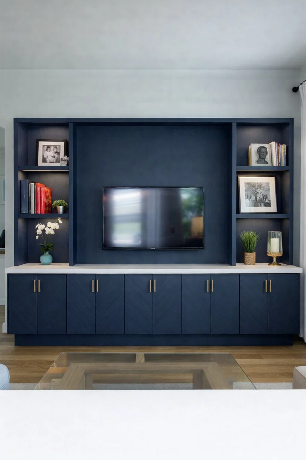 Media Walls custom-built woodworking installation in Southeast Tennessee